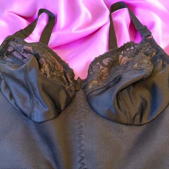 Vintage 70's Smoothie Diet Skinny Waist Black Bodysuit Shapewear Size 36C - Picture 6 of 16